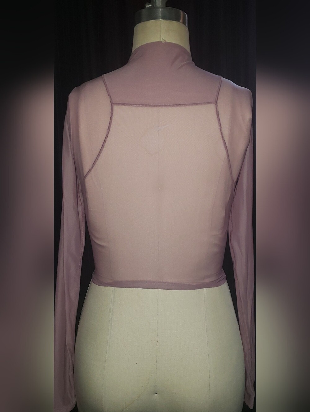 Nike Plush Lilac Crop Stretch Fitted Long Sleeve Thumb Hole Top - Picture 2 of 8